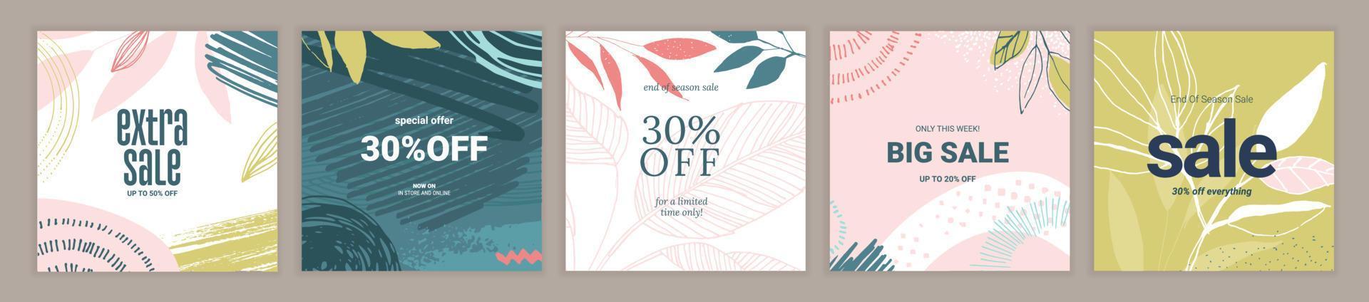 Social media sale banners design. Vector illustration templates suitable for web banners, social media posts, mobile app, internet ads.