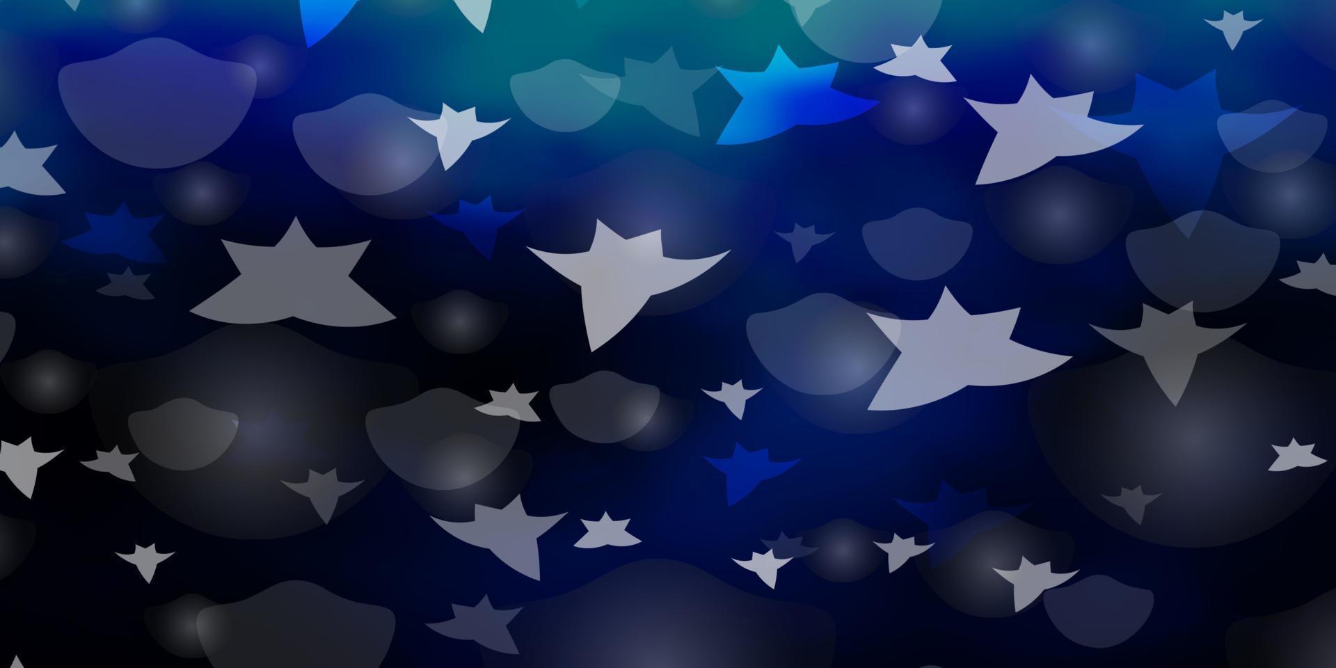 Dark BLUE vector pattern with circles, stars.