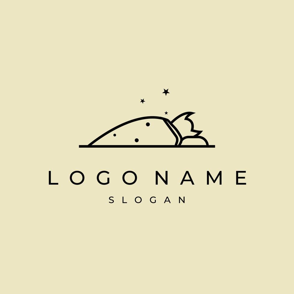 Unique Sleeping Cat Logo Element vector