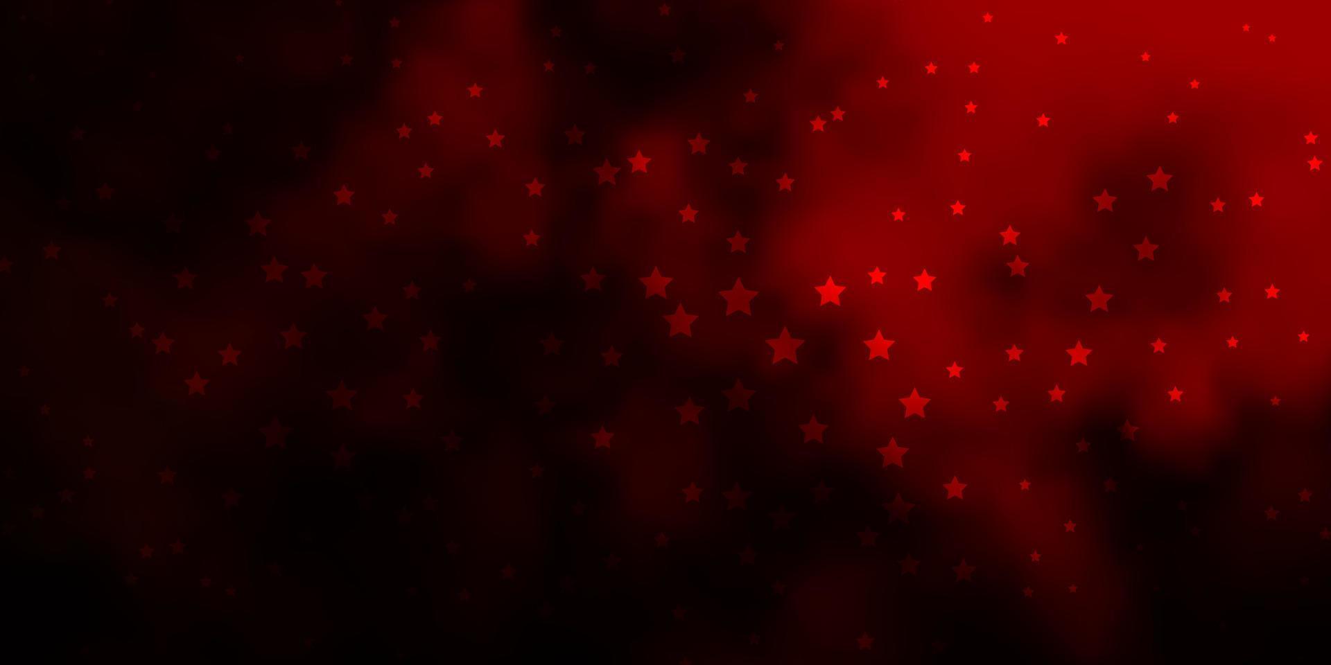 Dark Red vector background with colorful stars.