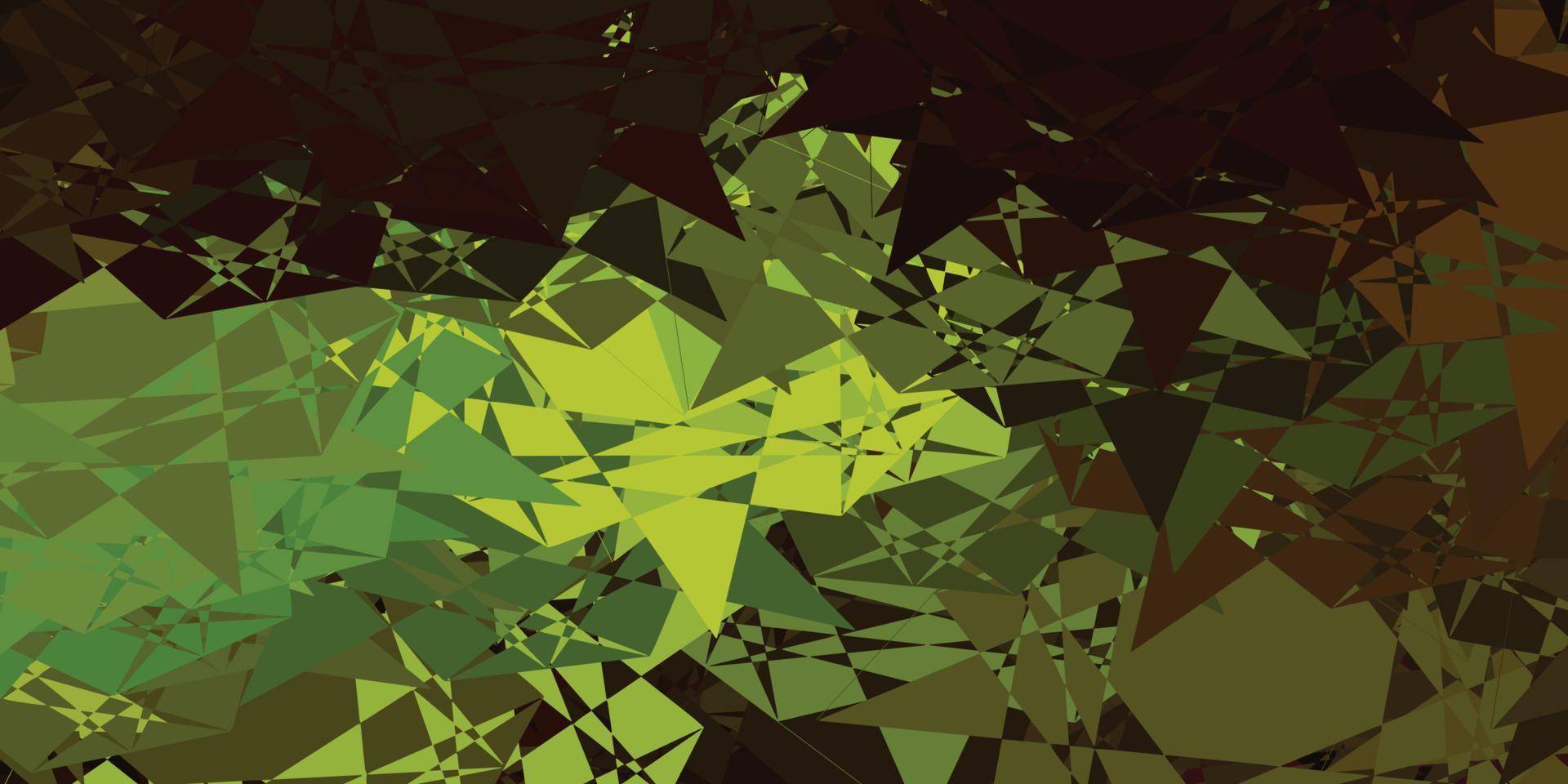 patrón de vector verde oscuro, amarillo con formas poligonales.