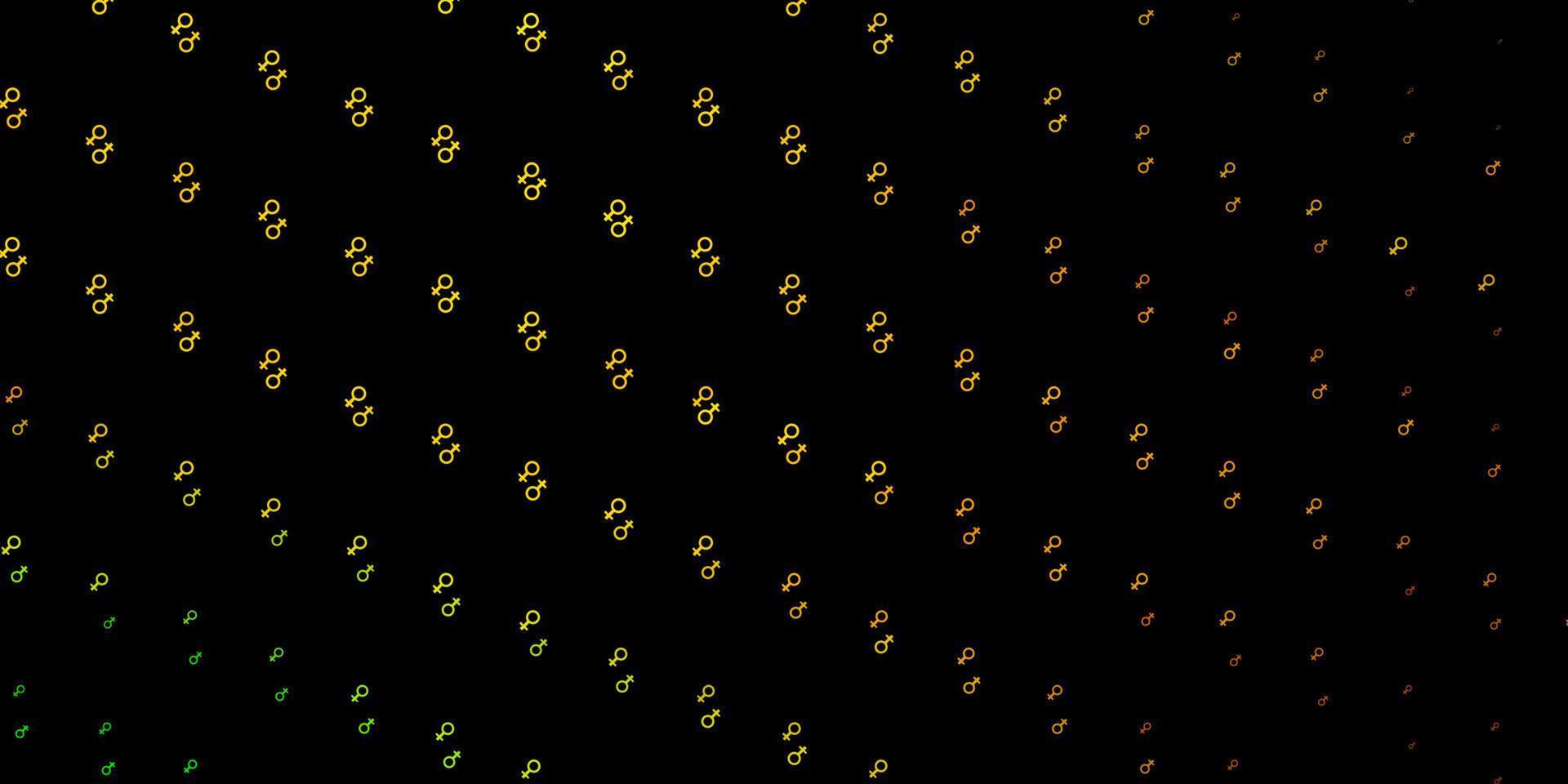 Dark Green, Yellow vector texture with women's rights symbols.