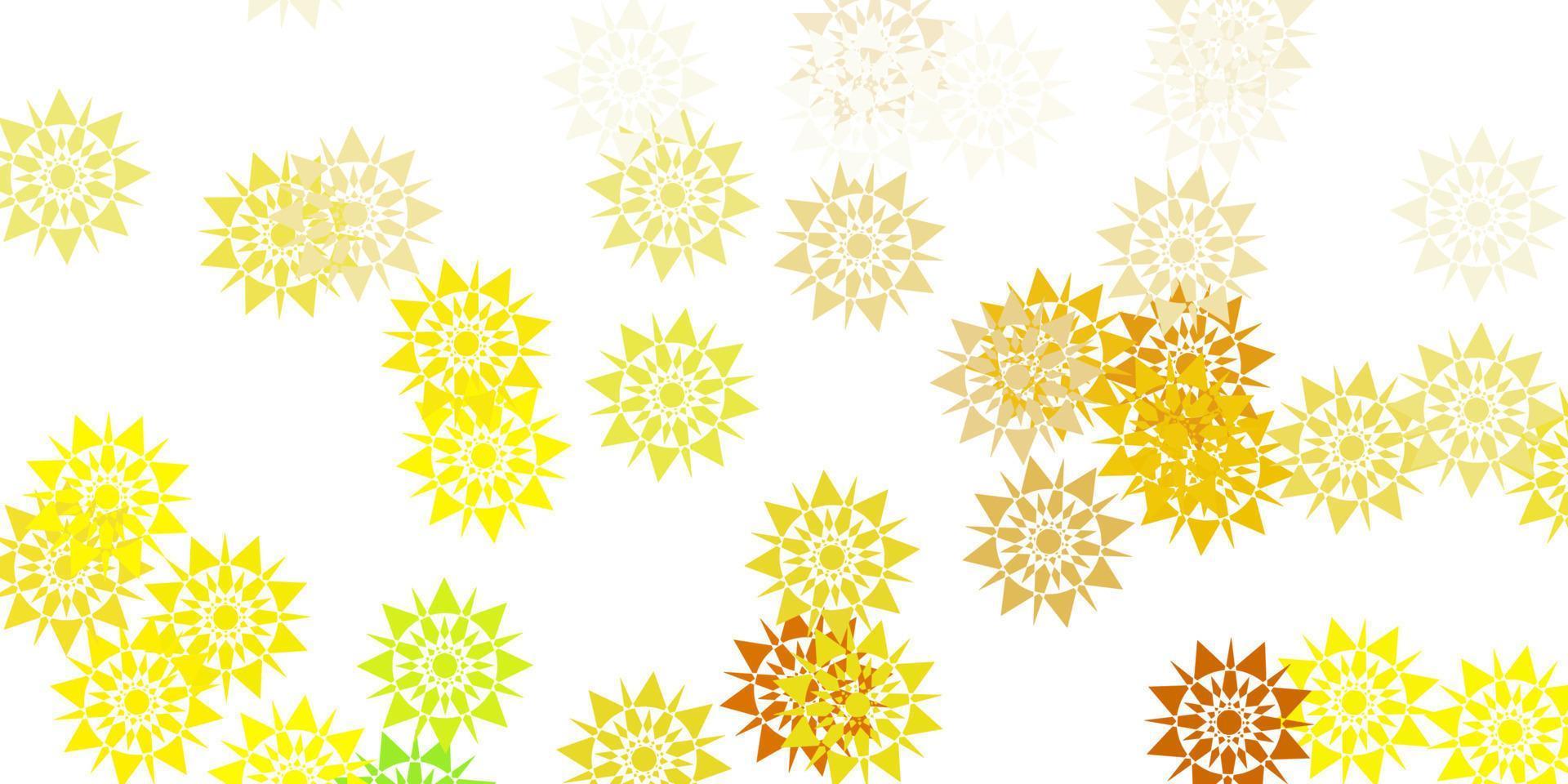 Light green, yellow vector pattern with colored snowflakes.