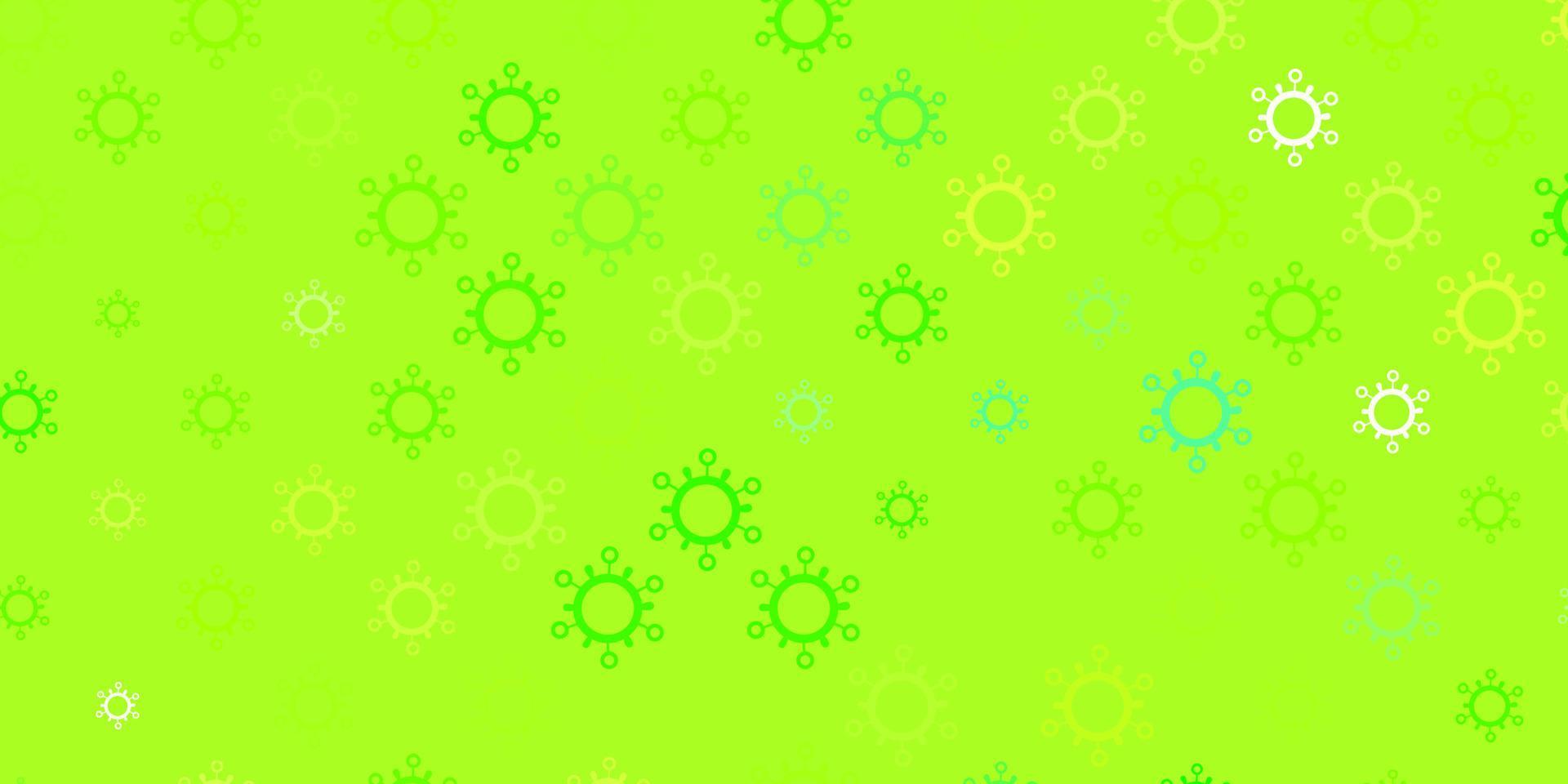 Light green, yellow vector pattern with coronavirus elements.