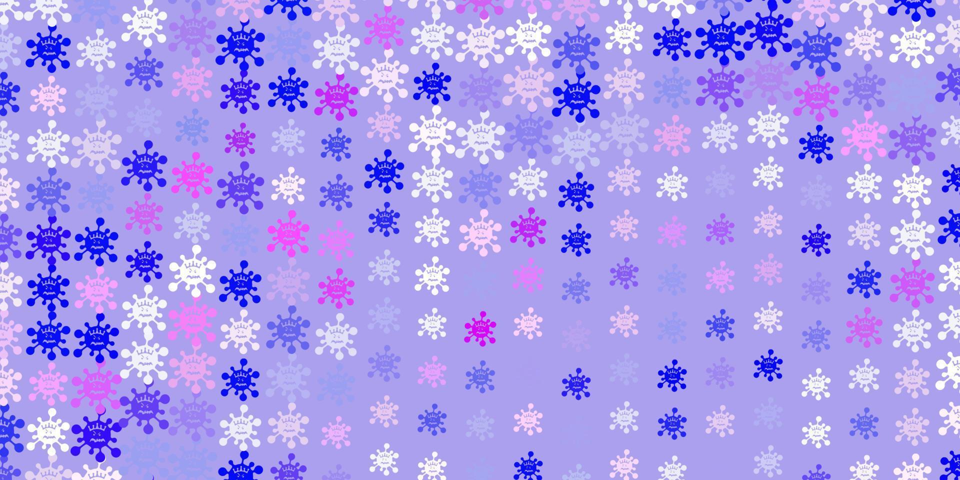 textura de vector rosa claro, azul con símbolos de enfermedades.