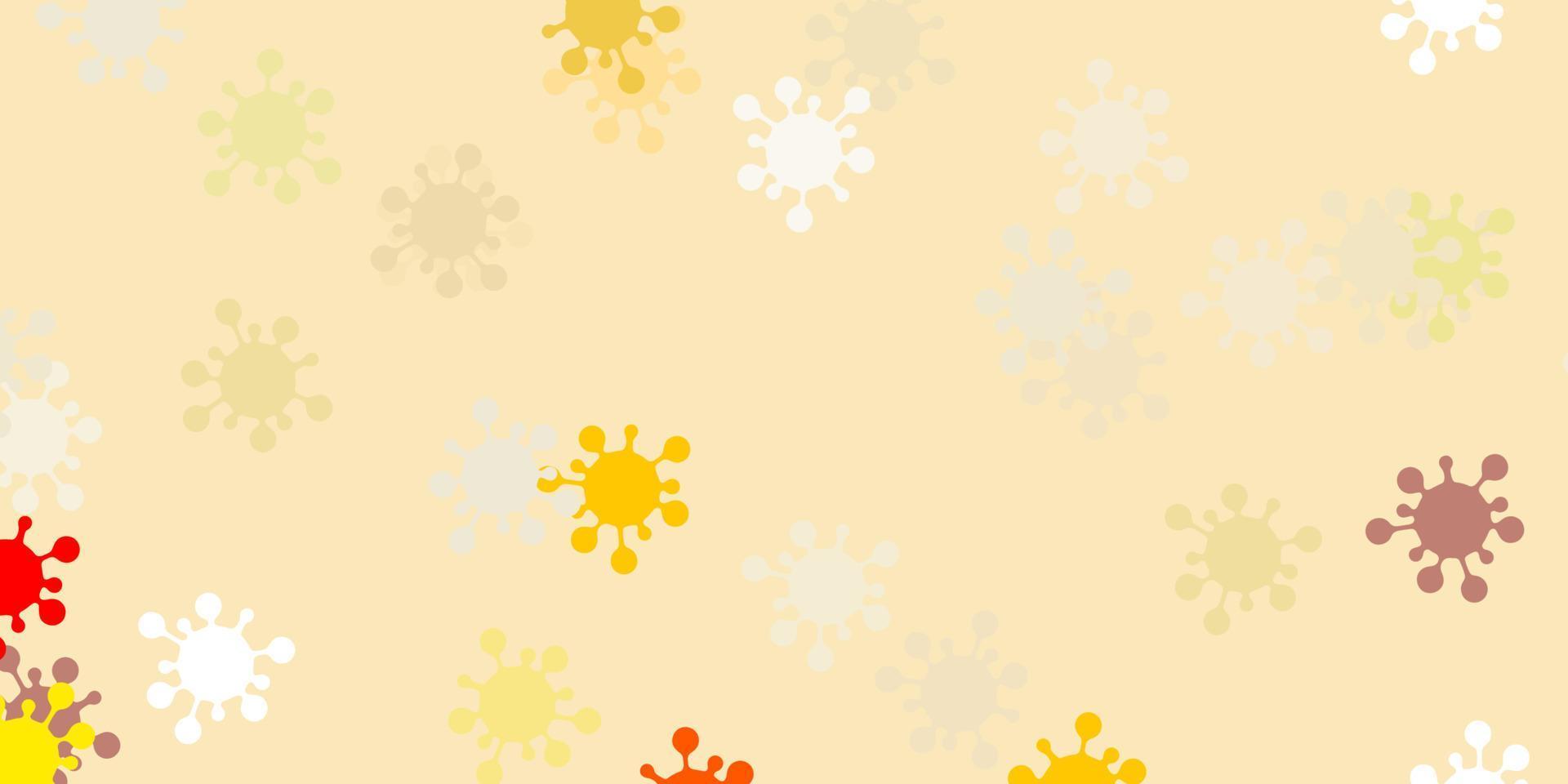 Light pink, yellow vector backdrop with virus symbols.