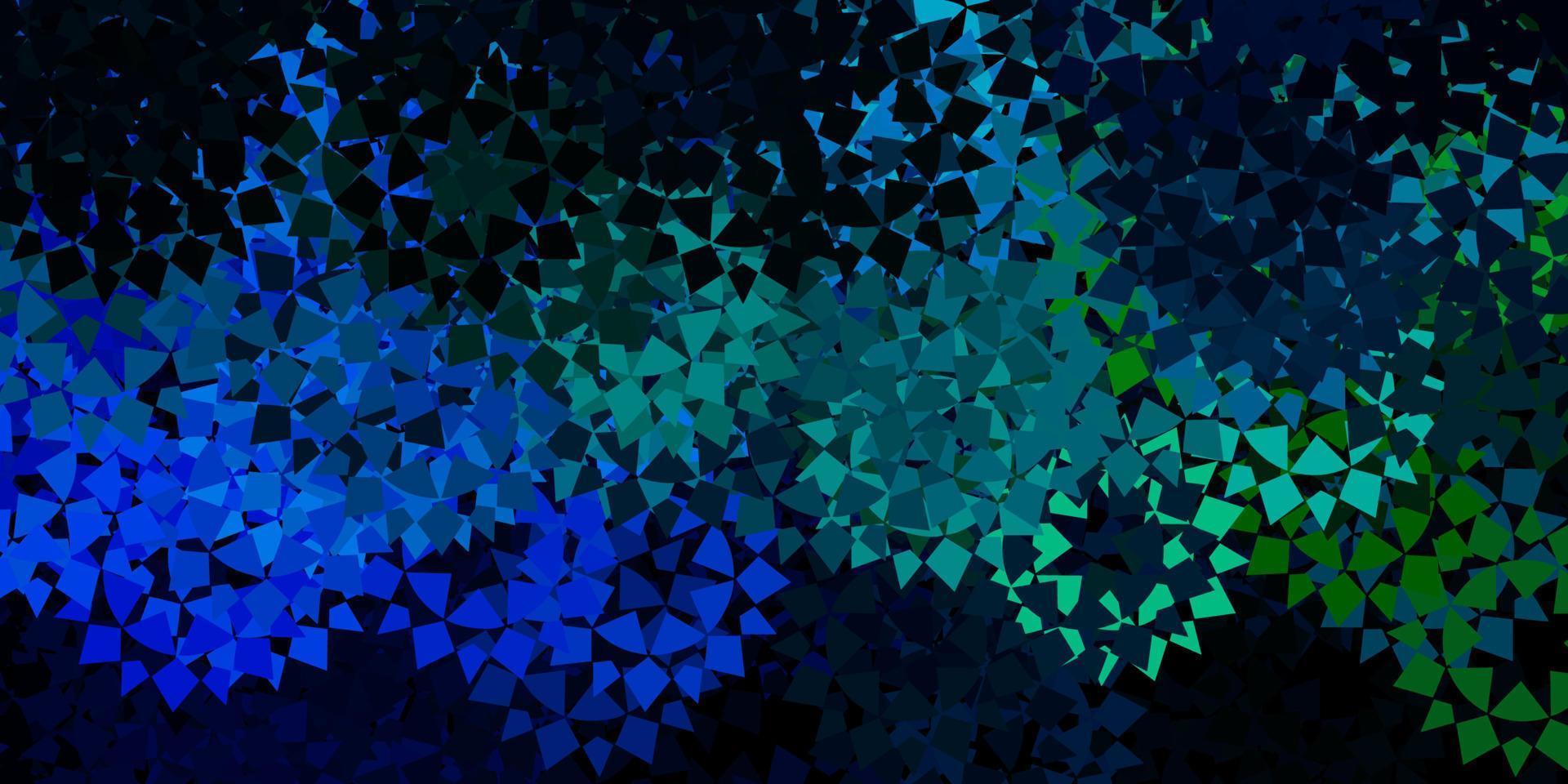 Dark blue, green vector background with polygonal forms.