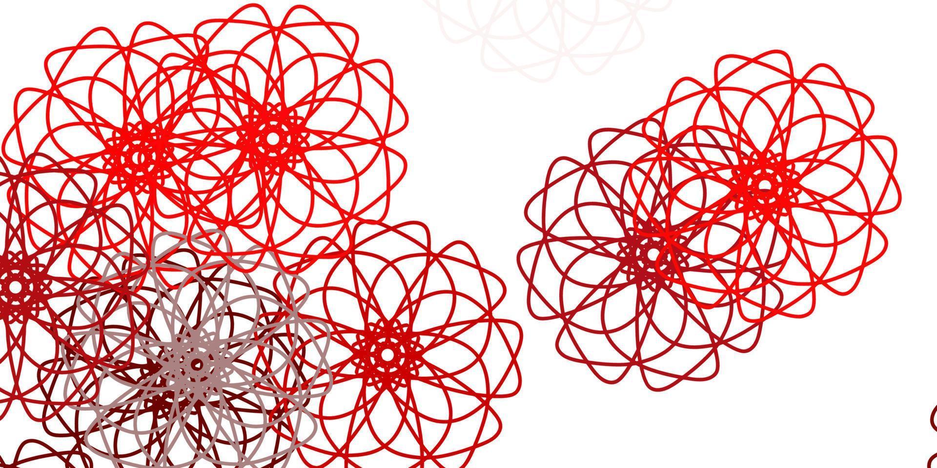 Fondo de doodle de vector rojo claro con flores.