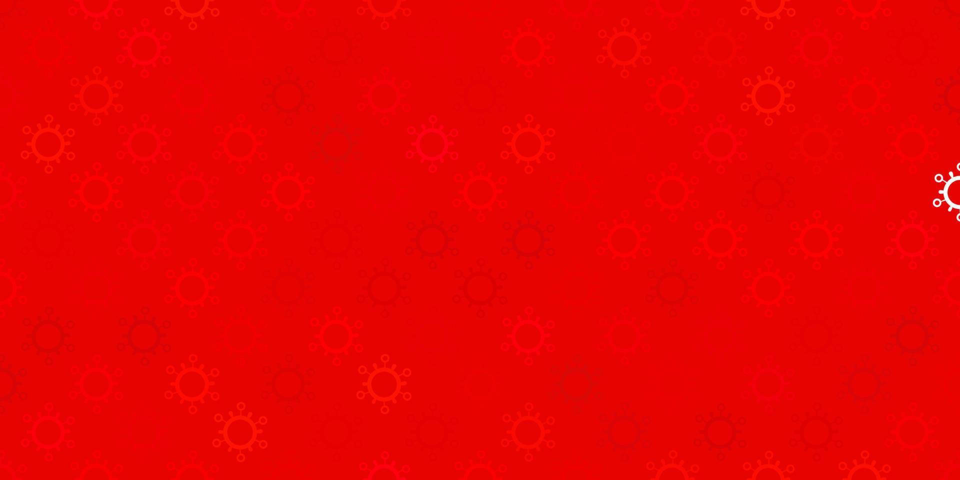 Dark red vector background with covid-19 symbols.