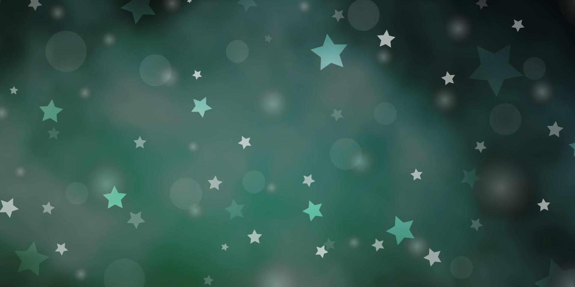 Light Green vector pattern with circles, stars.