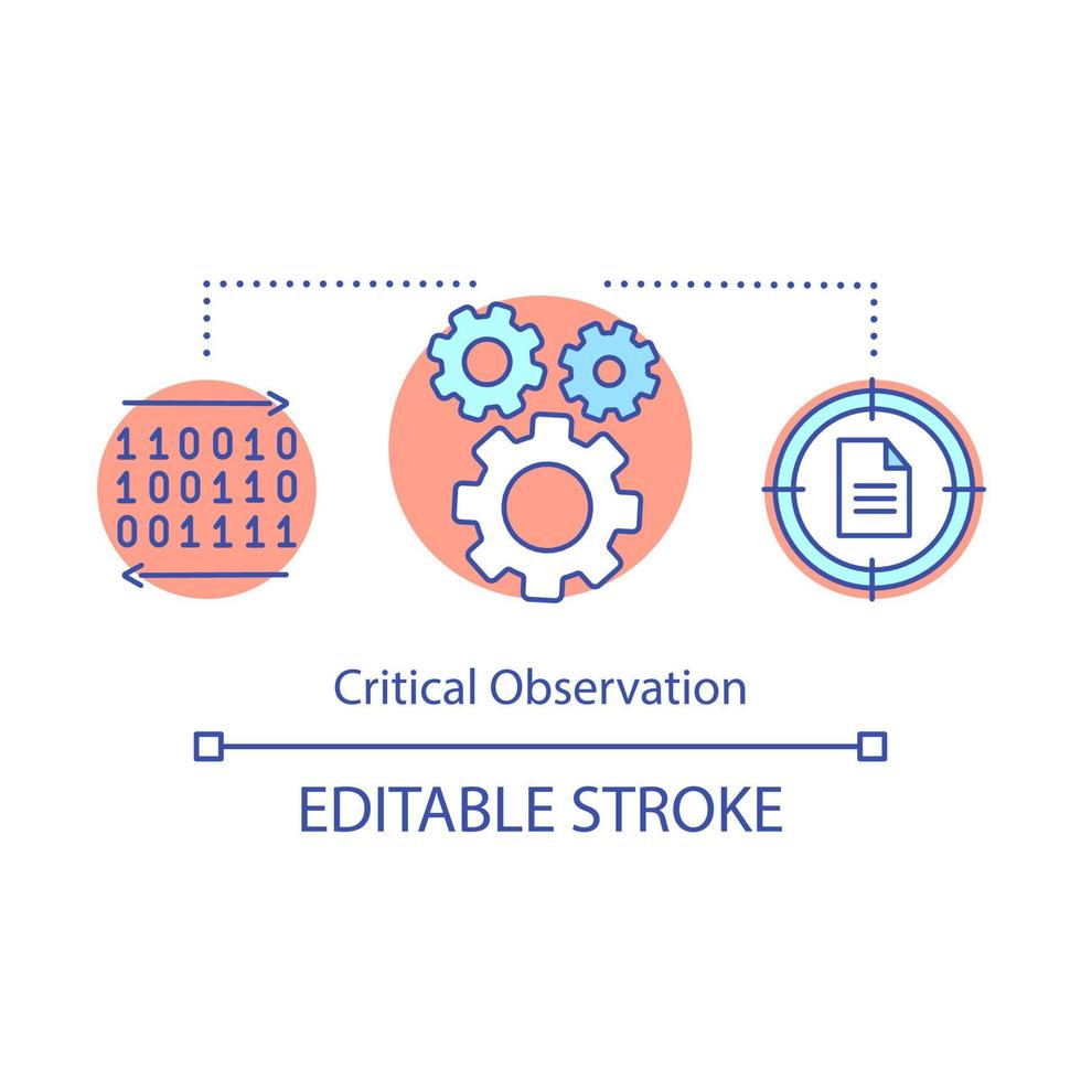 Critical observation concept icon. HR soft skill idea thin line illustration. Programming and data coding. Working process. Vector isolated outline drawing