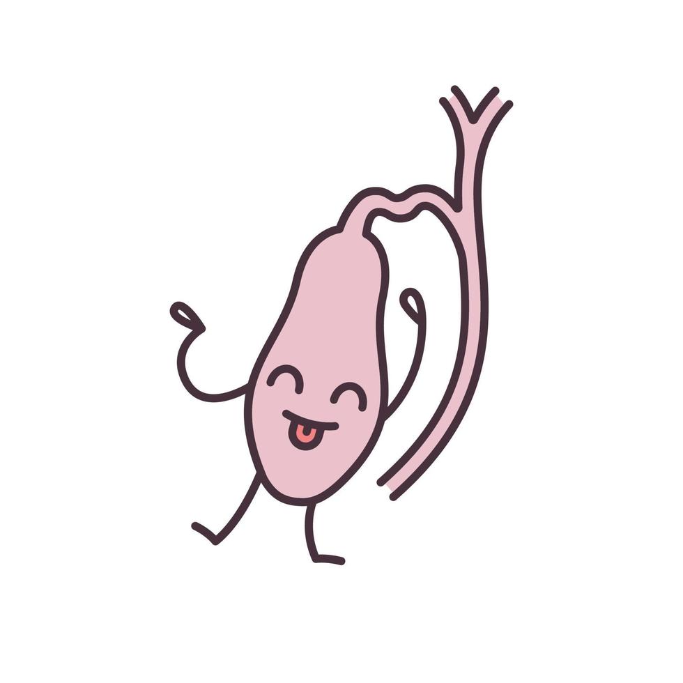 Happy gallbladder emoji color icon. Healthy digestive system. Gallbladder health. Isolated vector illustration