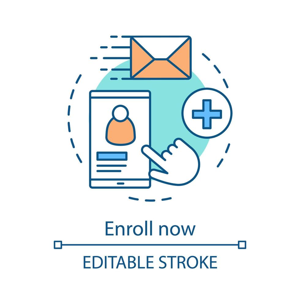 Enroll now concept icon. Online student enrollment. User account