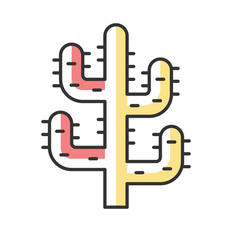 Saguaro cactus color icon. Tree like cactus. Desert plant. Spiny succulent. Isolated vector illustration