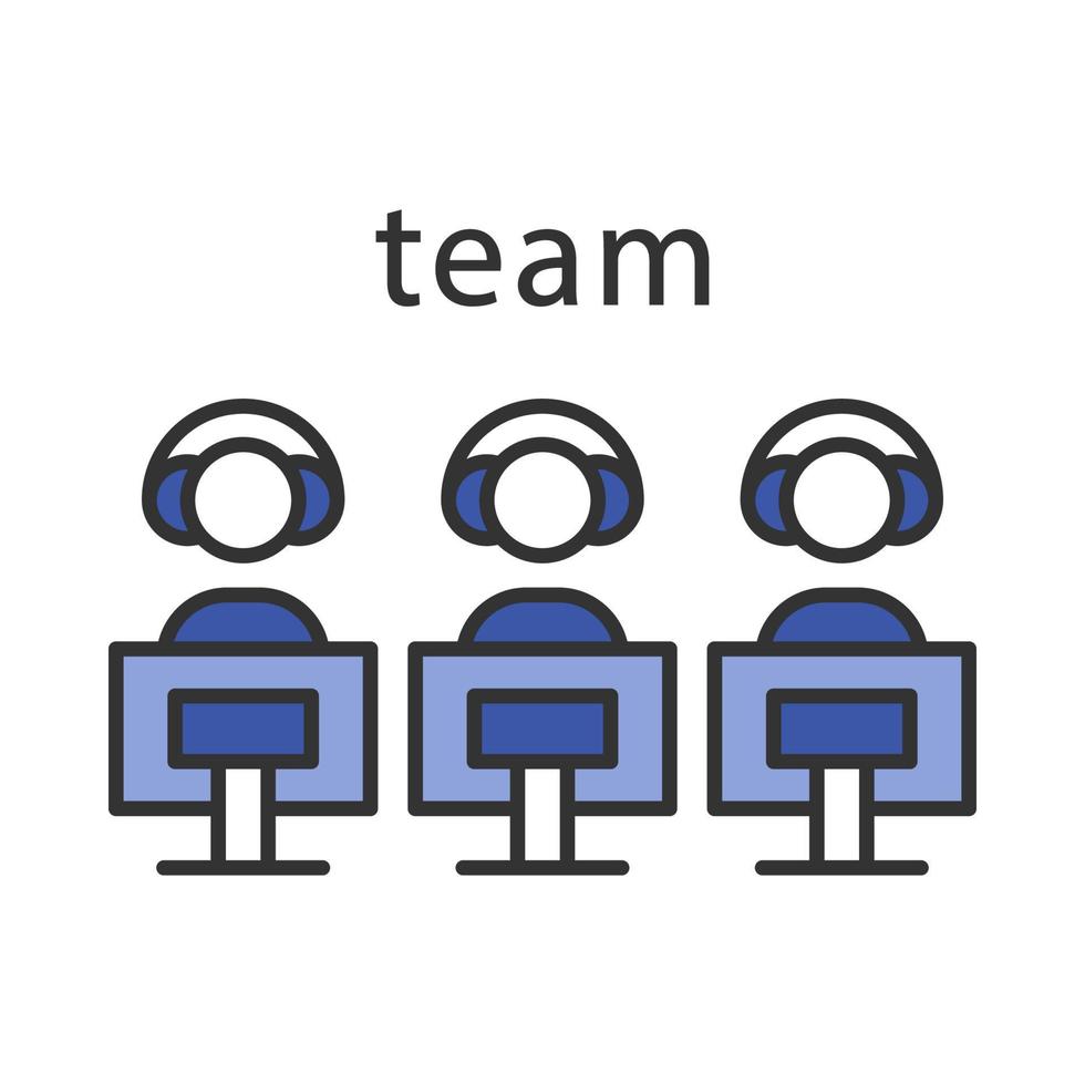 Esports team color icon. Gamers group. Teamwork. Command for competition. Video games tournament. Isolated vector illustration