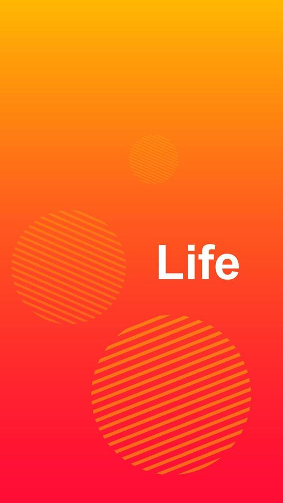 Life social media story duotone template. Gradient orange advertising web banner with text, promotion content layout. Modern vibrant mobile app design. Blending coral color with circles mockup vector