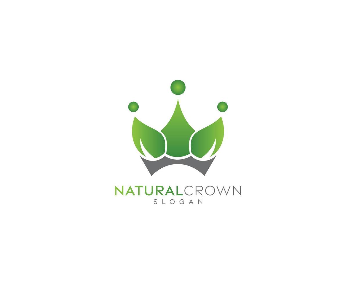 Fresh leaf king crown vector logo design