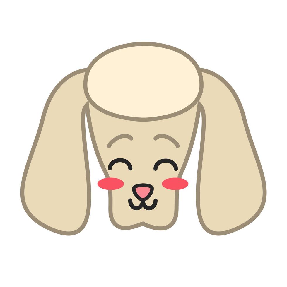 Poodle cute kawaii vector character. Dog with smiling muzzle. Flushed domestic doggie. Animal with smiling eyes. Funny emoji, sticker, emoticon. Isolated cartoon color illustration