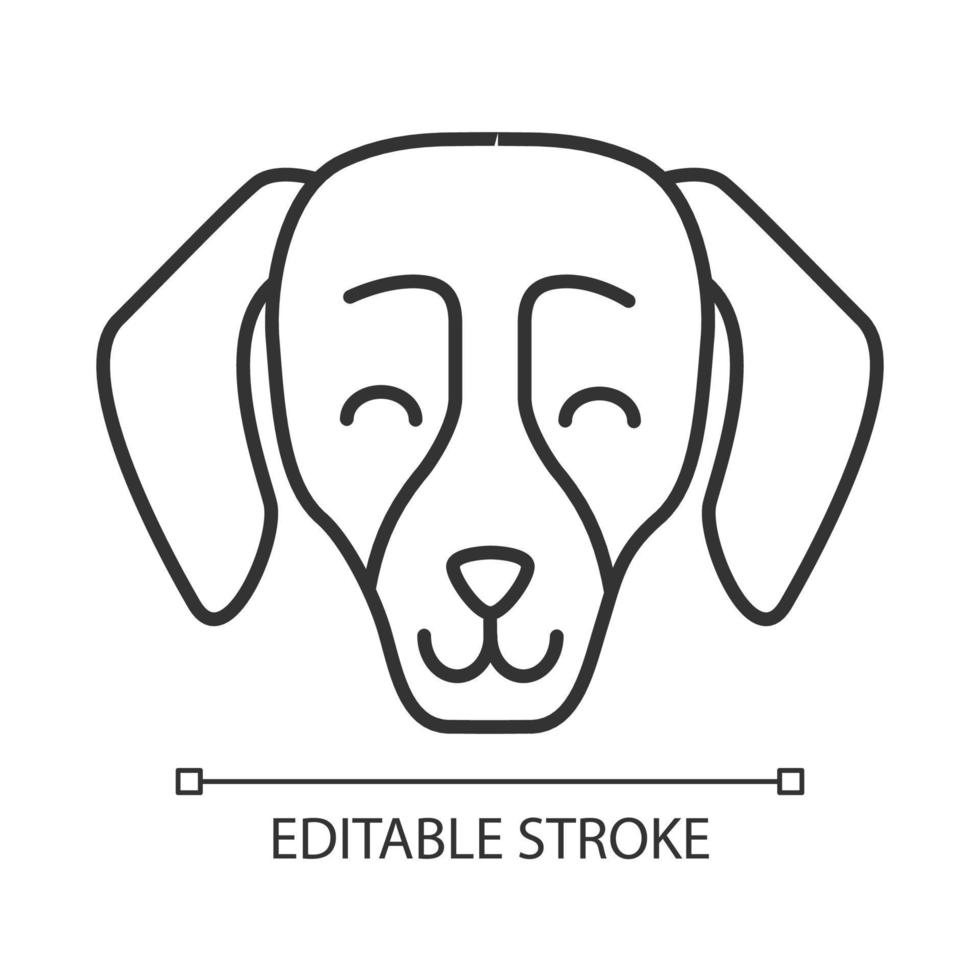 Dachshund cute kawaii linear character. Thin line icon. Dog with smiling muzzle. Animal with smiling eyes. Funny domestic doggie. Vector isolated outline illustration. Editable stroke