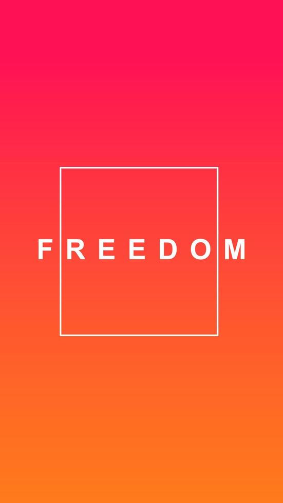 Freedom social media story duotone template. Gradient coral advertising web banner with text, promotion content layout. Modern vibrant mobile app design. Blending orange color with frame mockup vector