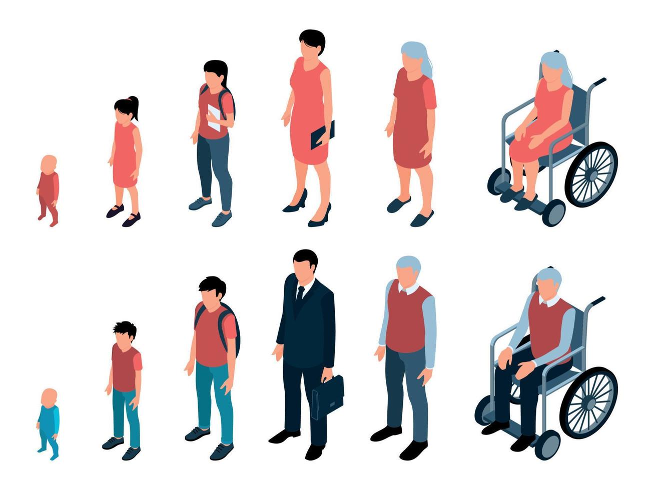 conjunto isométrico de generaciones humanas vector