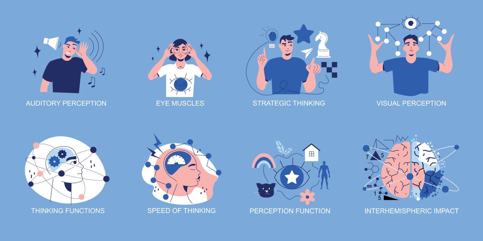 conjunto de composiciones de percepción cerebral vector