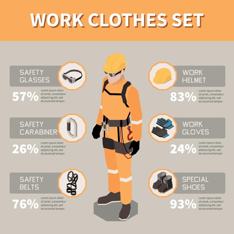 infografías de ropa de trabajo de seguridad vector