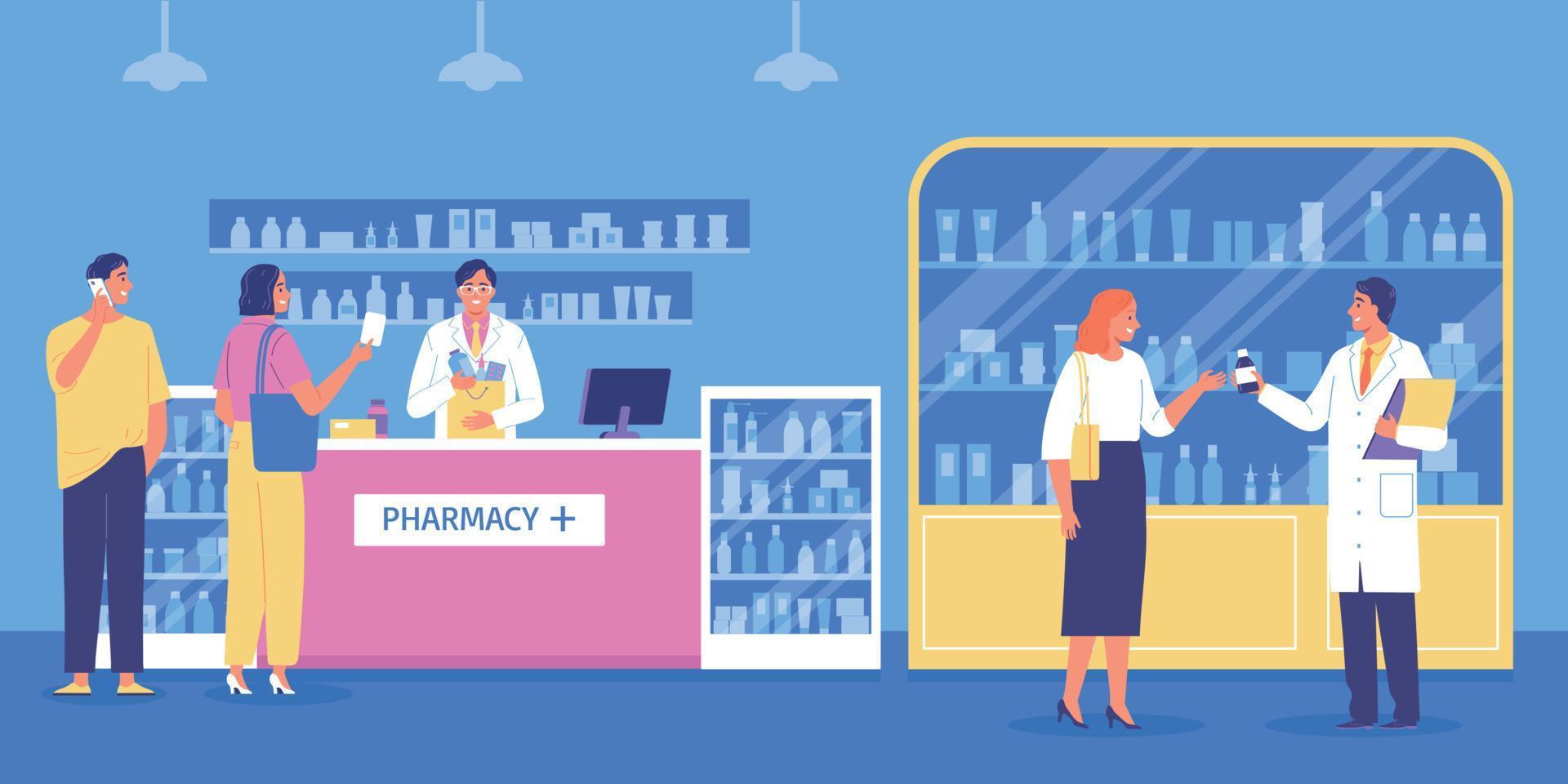 Pharmacy Interior Vector Illustration