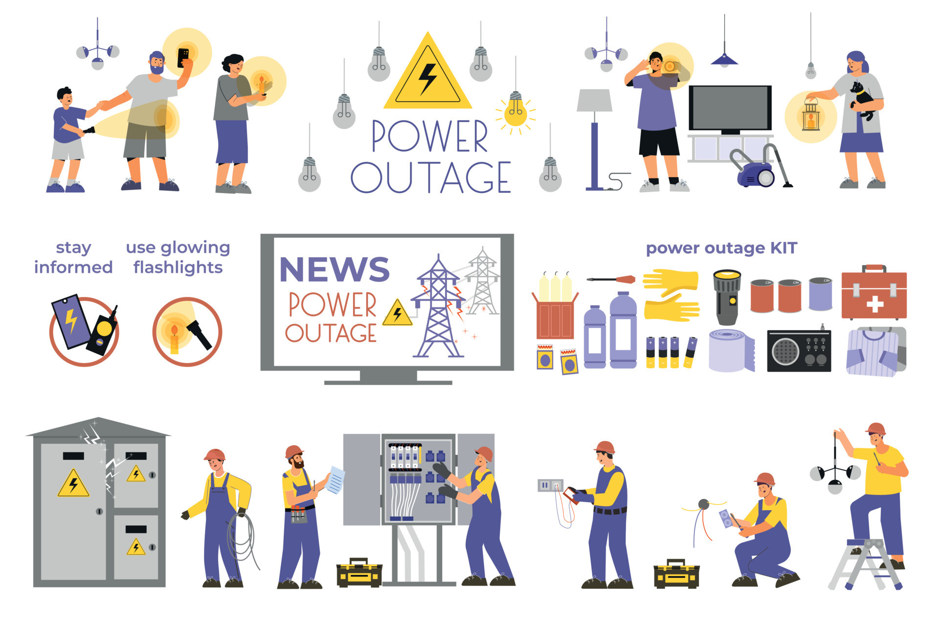 Power Outage Icon Set 7694271 Vector Art at Vecteezy