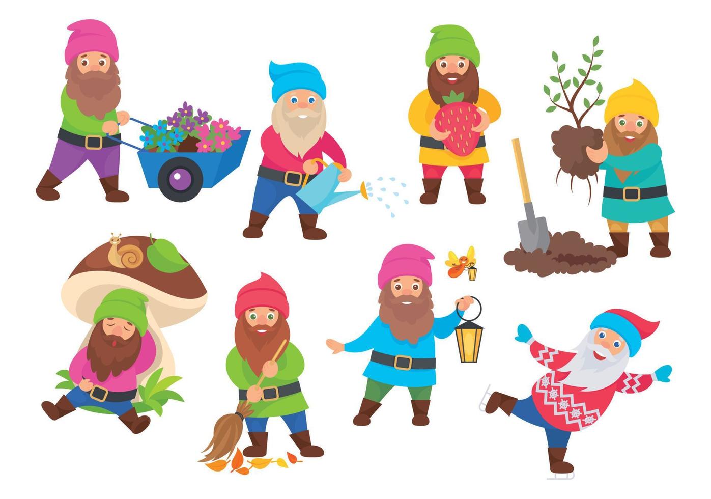 Cute Dwarfs Icon Set vector