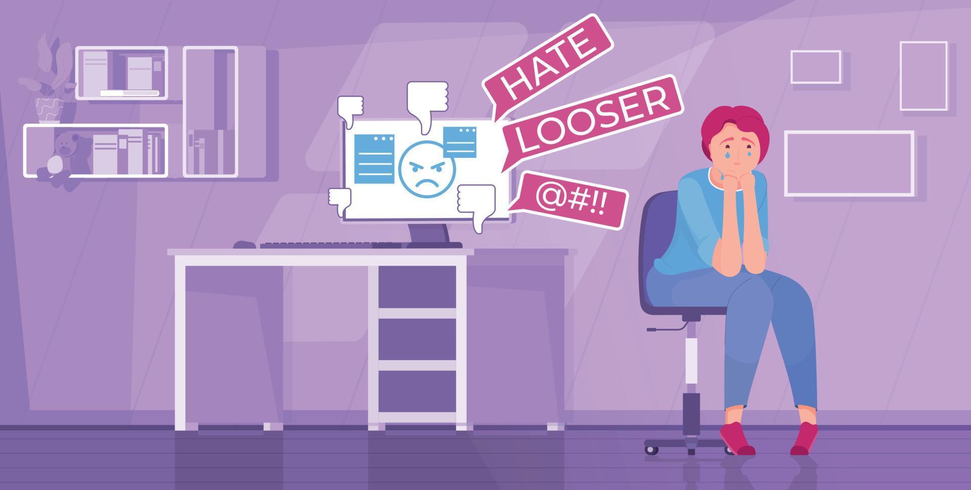 Computer Bullying Teen Composition vector