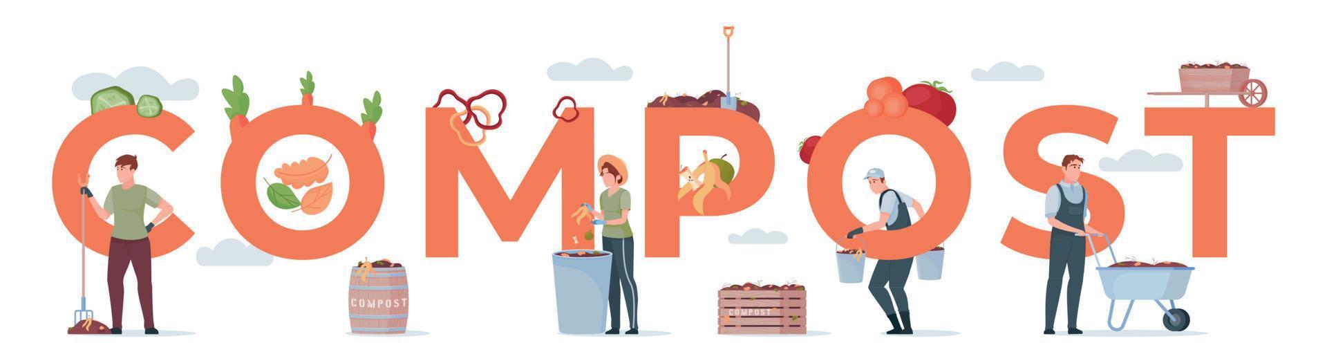 Compost Flat Text Composition vector