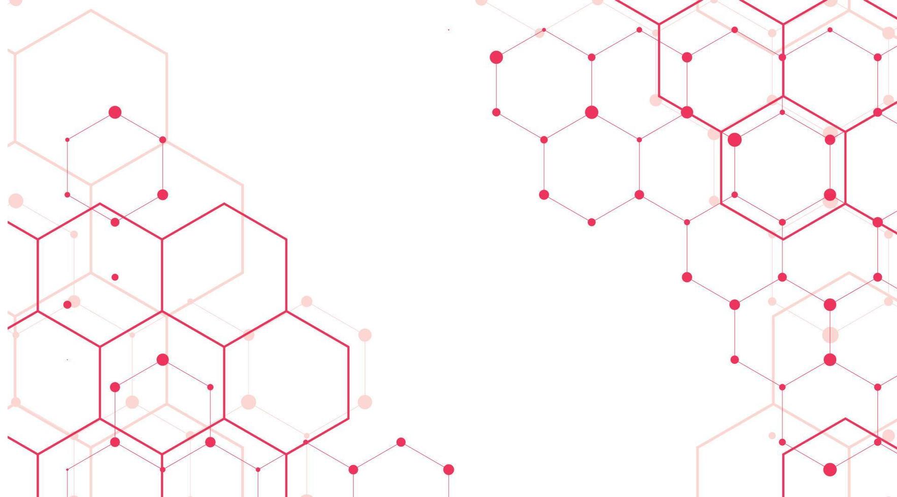 red hexagons elements. business background lines wave. global connection with lines vector
