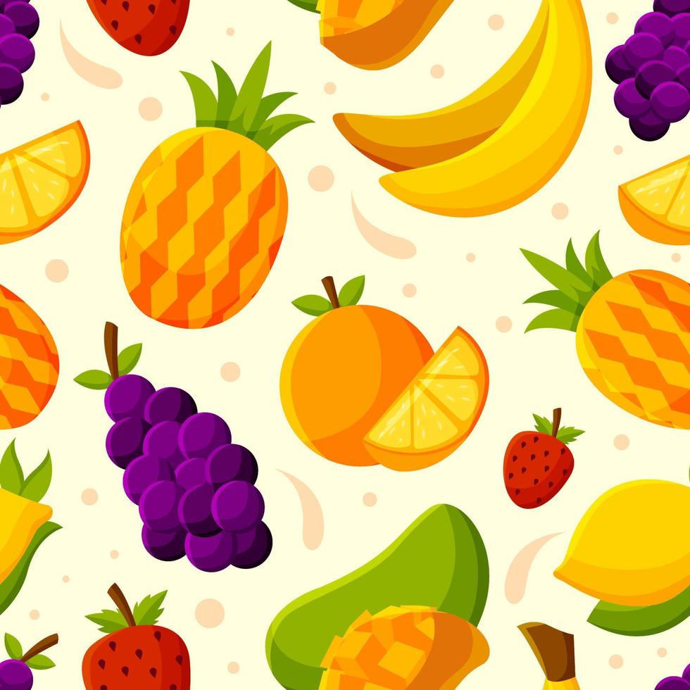 Tropical Fruits Seamless Pattern vector