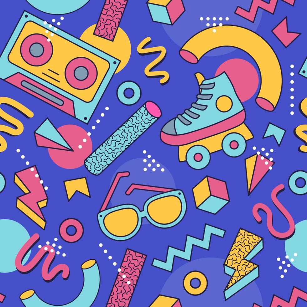 Colorful 90s Seamless Pattern vector