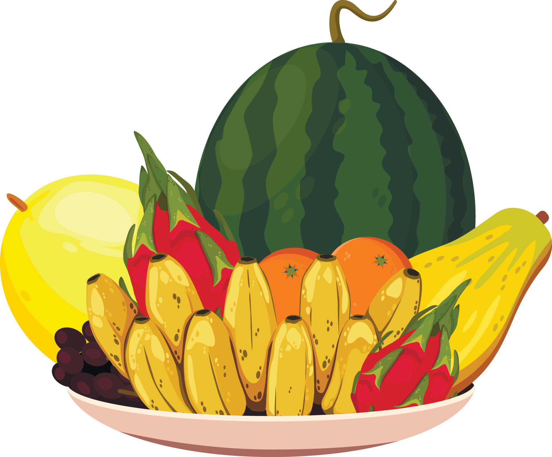 Plate with fruits for celebrating Vietnamese Lunar New Year Tet