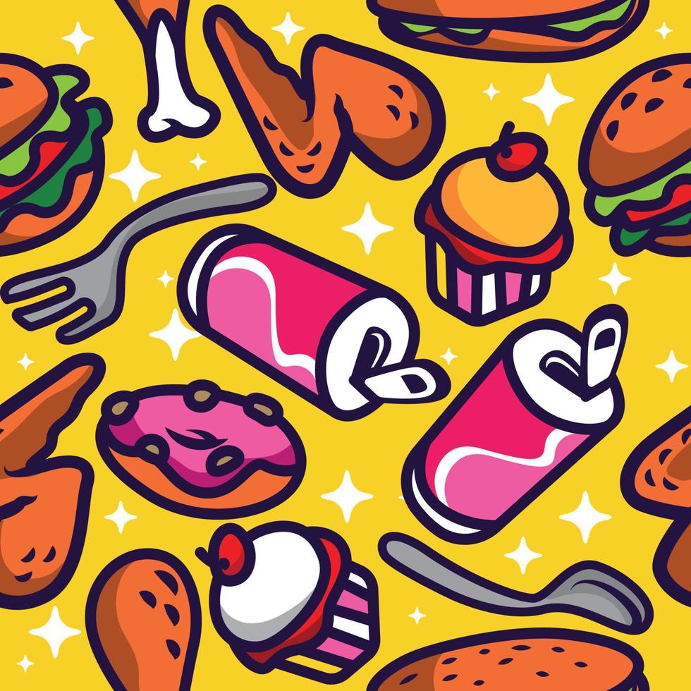 Junkfood Seamless Pattern Background Concept vector