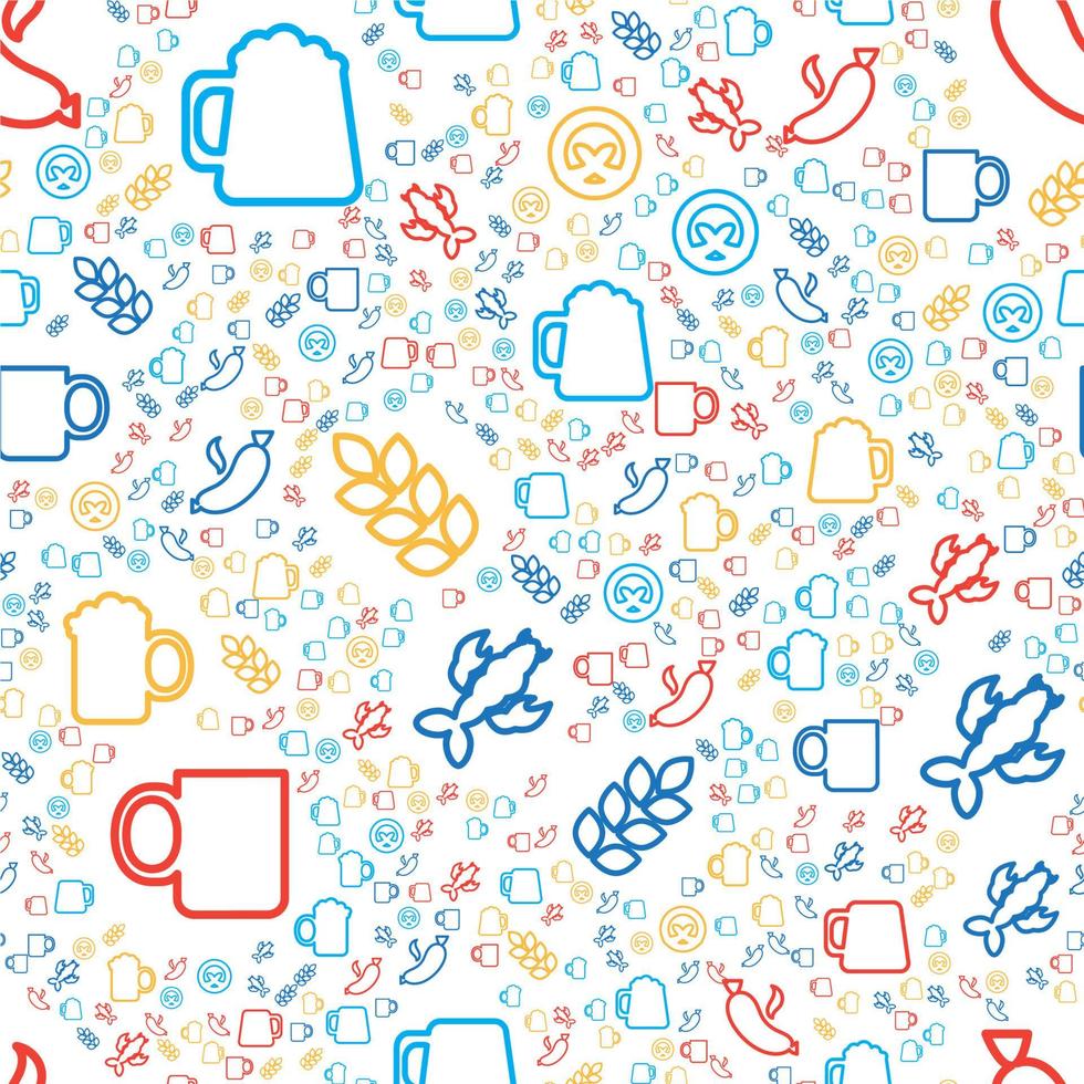 Oktoberfest Seamless Pattern. Colorful Beer Festival Ornament. Vector