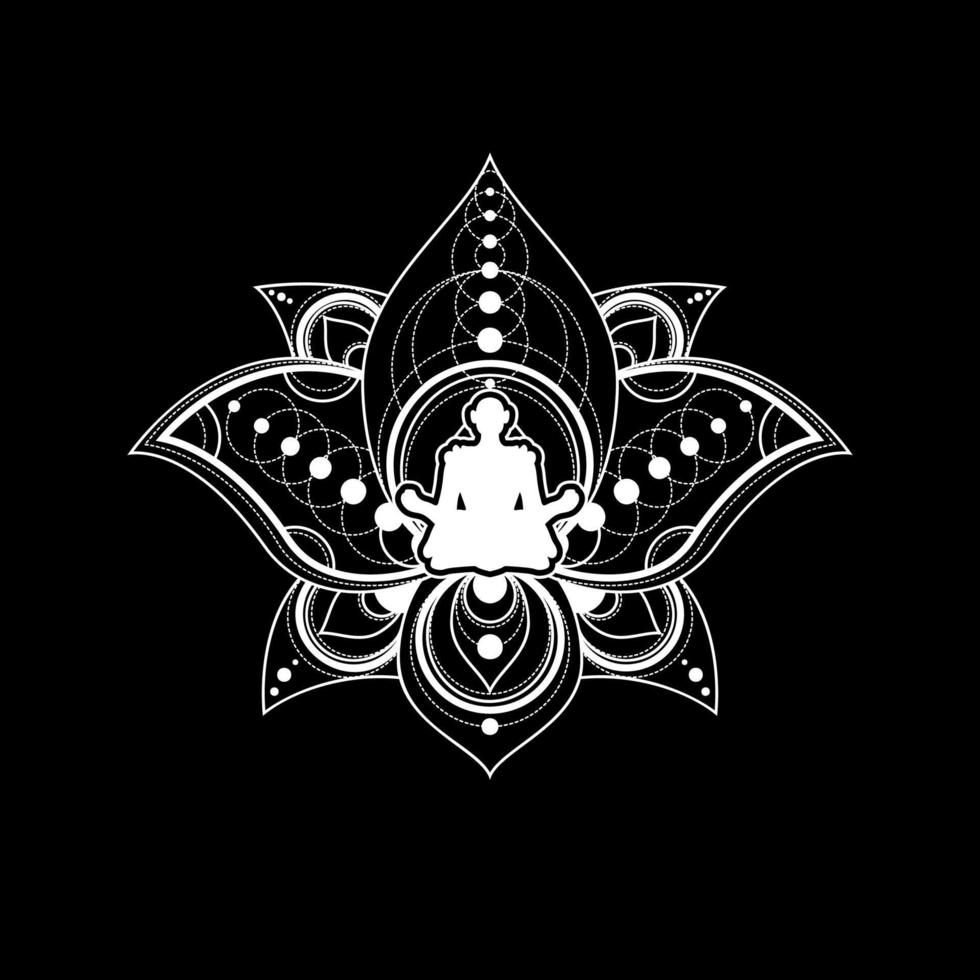 Lotus Yoga Logo Template Female Zen Meditation vector