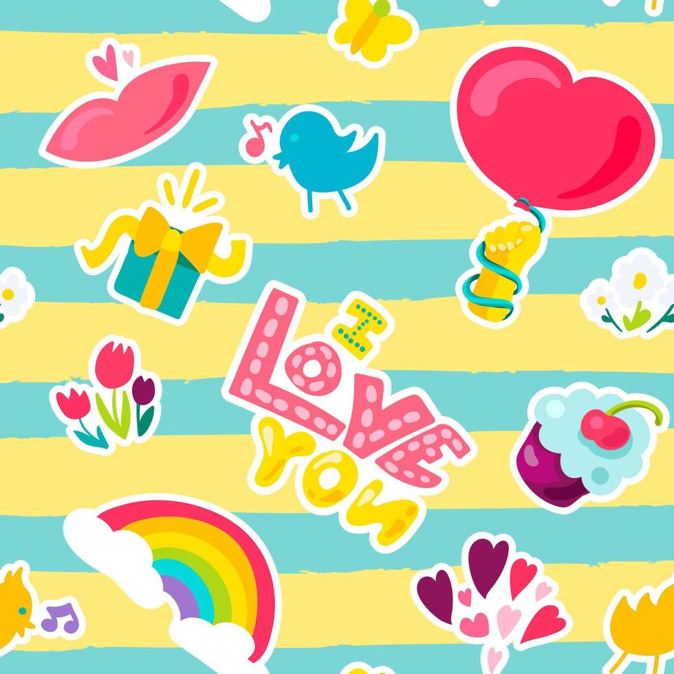 Vector Romantic Love Patch in doodle style