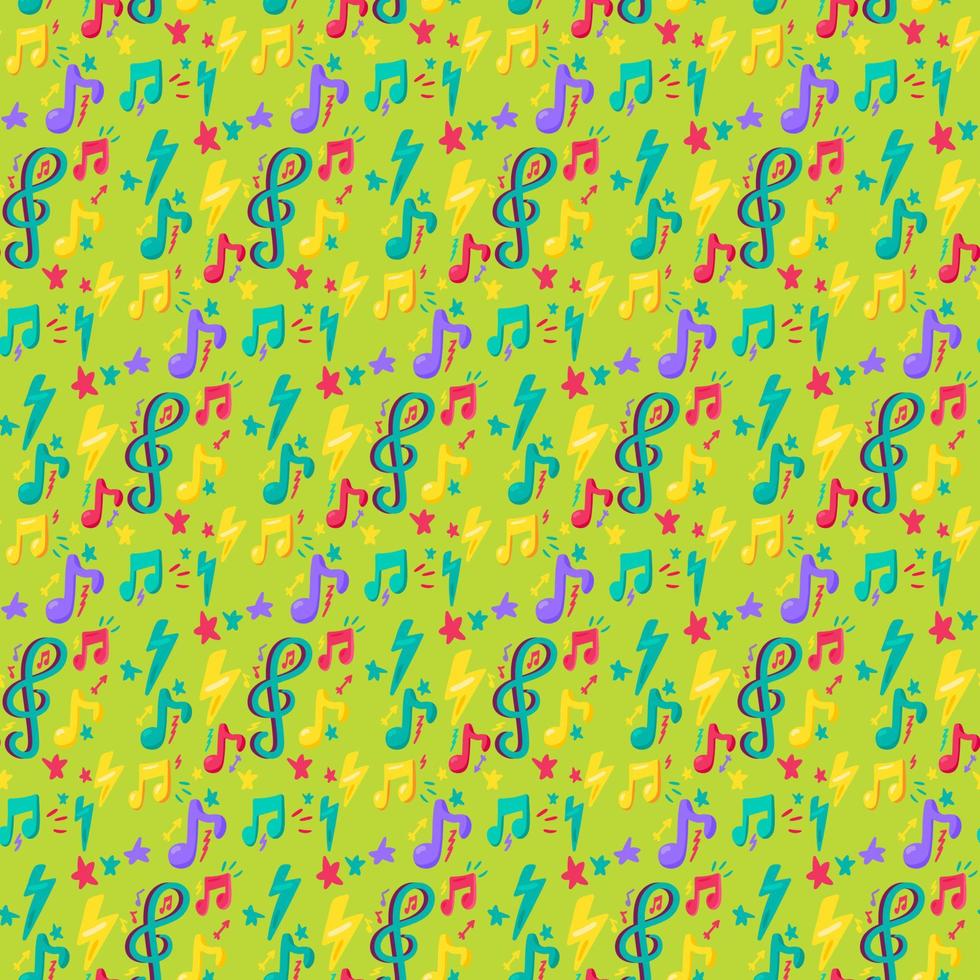 Colorful Design Musical Note Flat Seamless Pattern vector