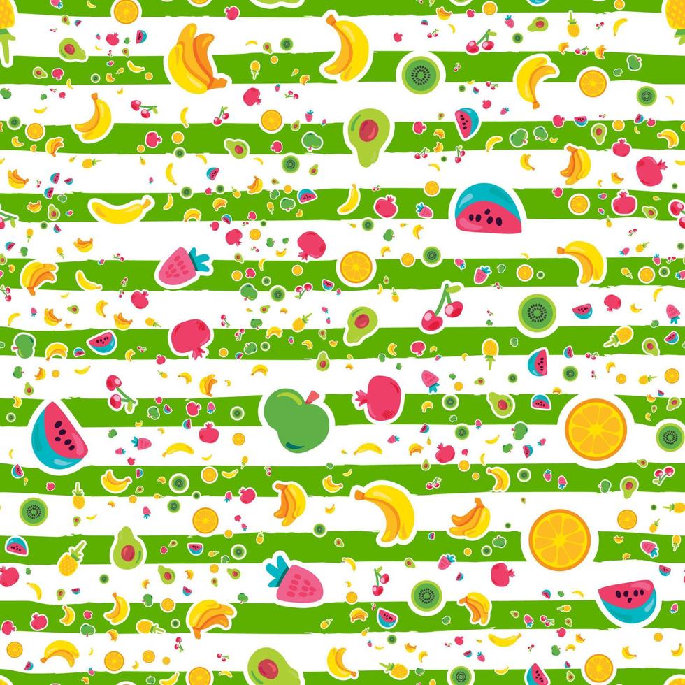 Fresh Summer Juicy Fruit Painted Seamless Pattern vector