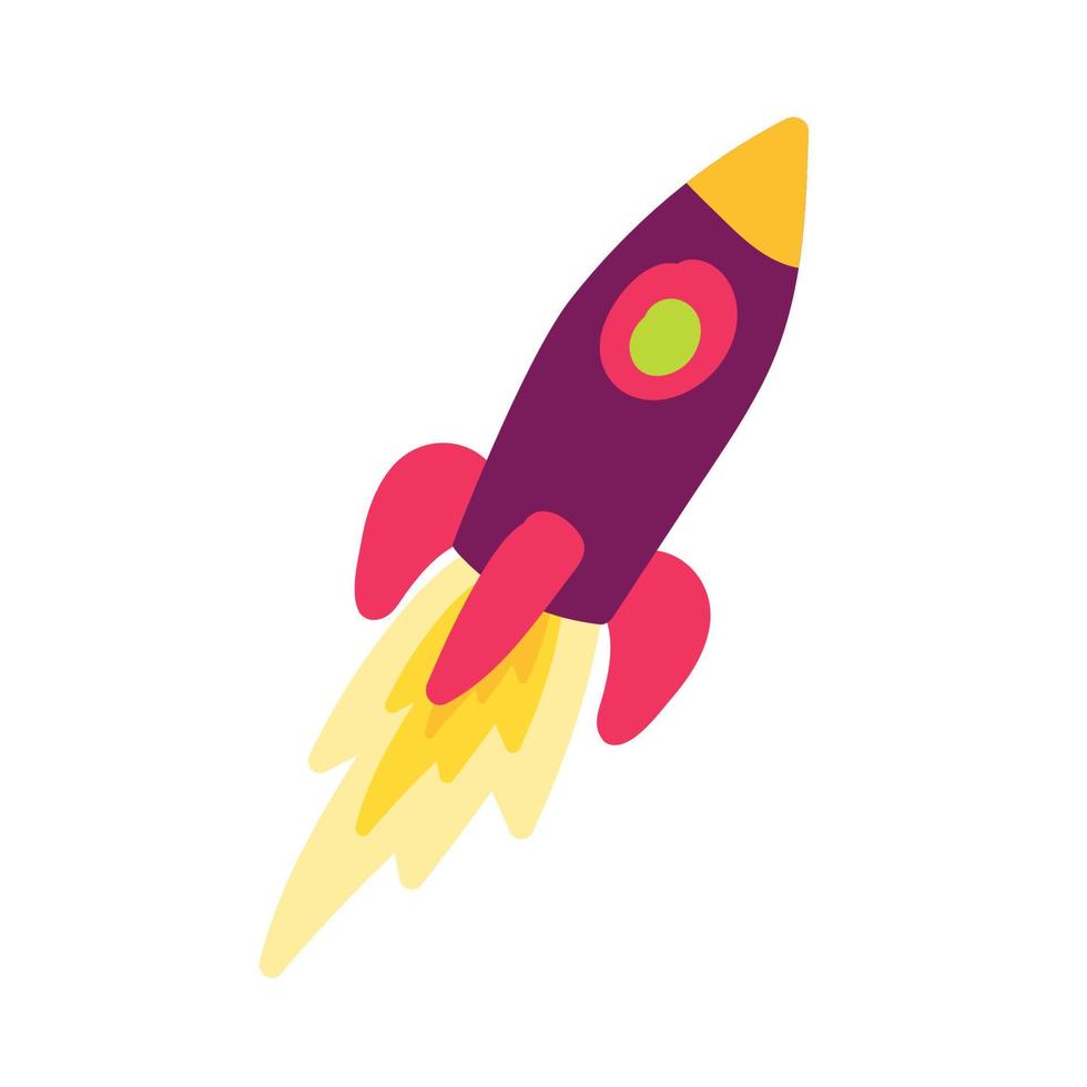 Rocket hand drawn color illustration vector