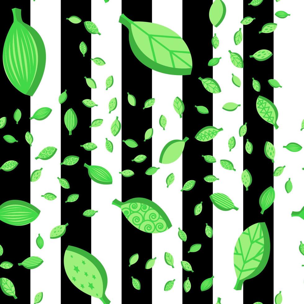 Green stylized leaves seamless vector pattern