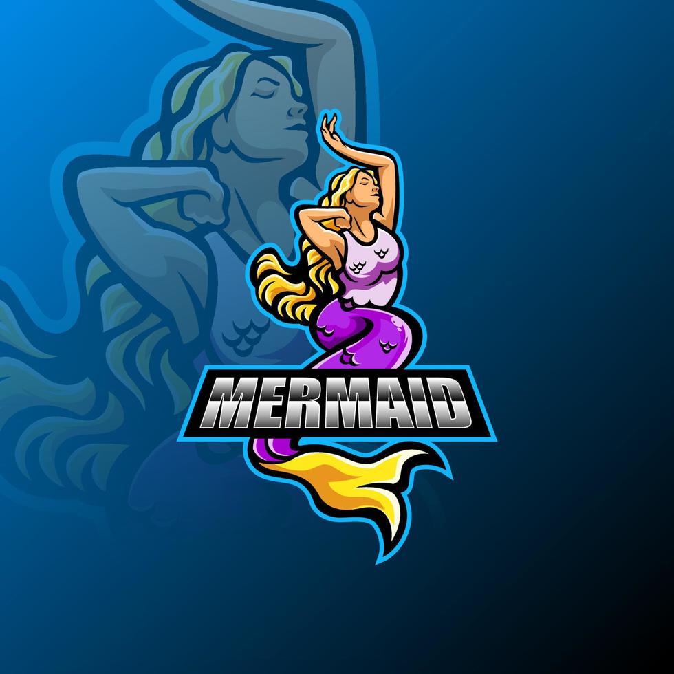 Mermaid esport mascot logo design vector