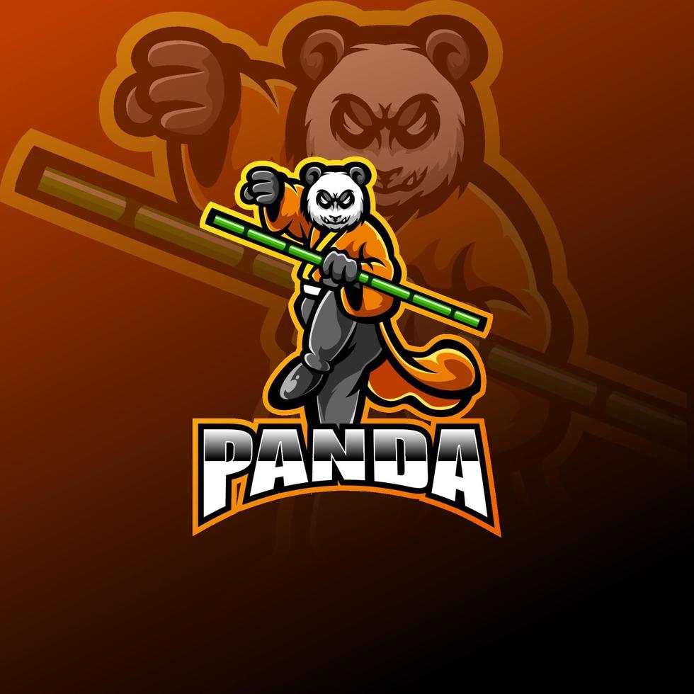 Panda esport mascot logo design vector