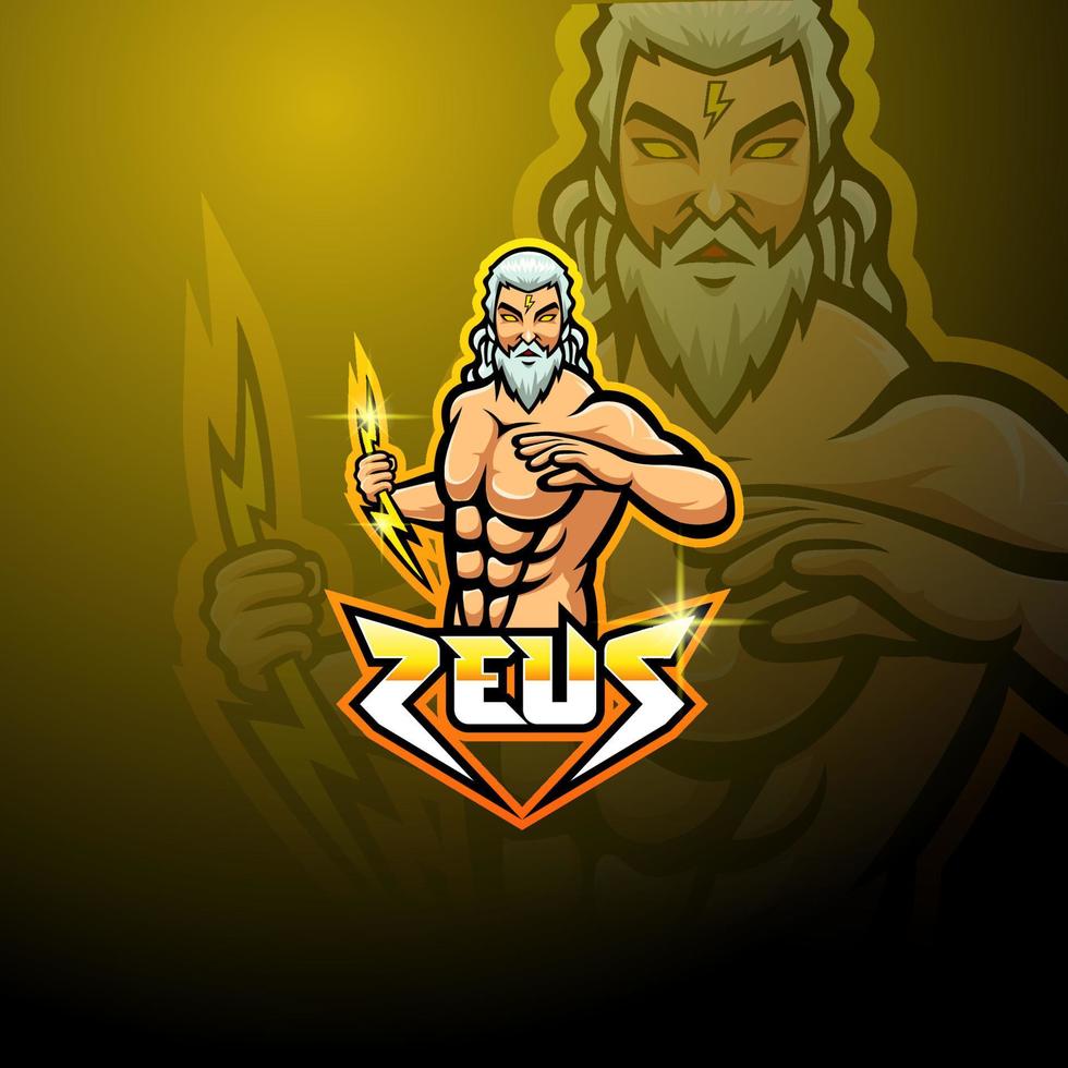 diseño de logotipo de la mascota zeus esport vector