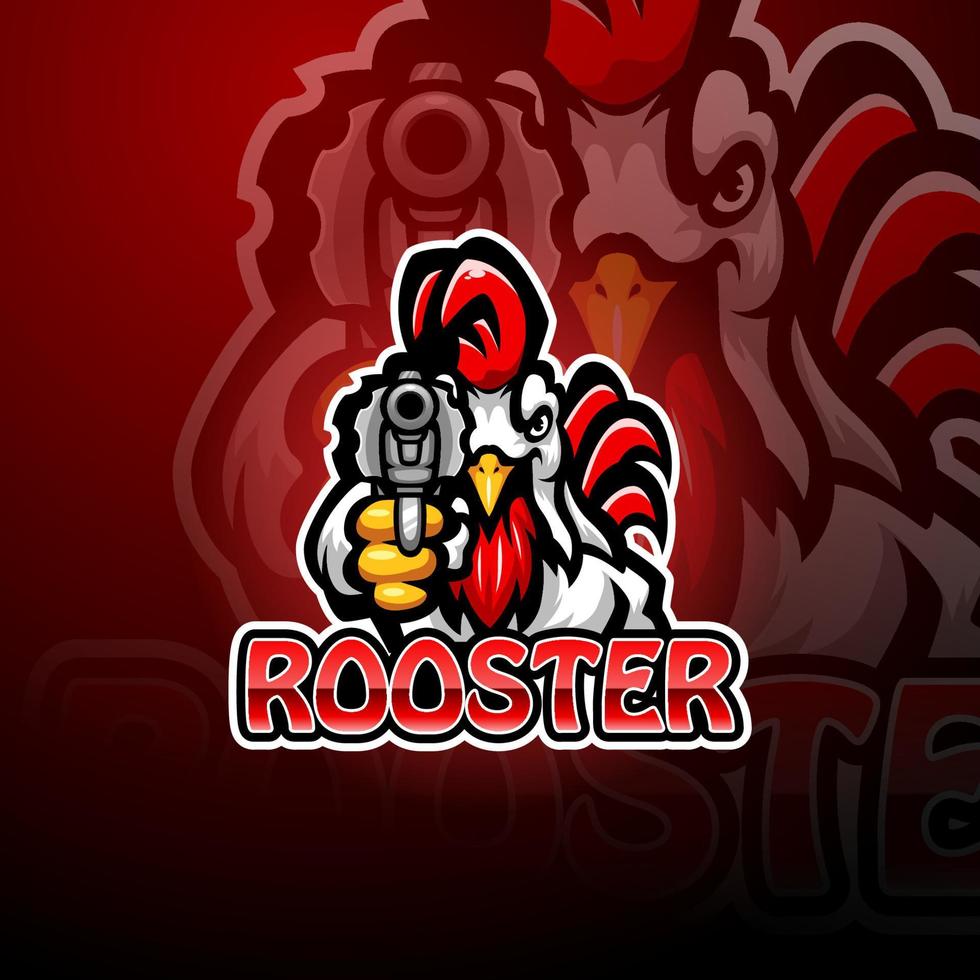 Rooster gunners mascot logo design vector