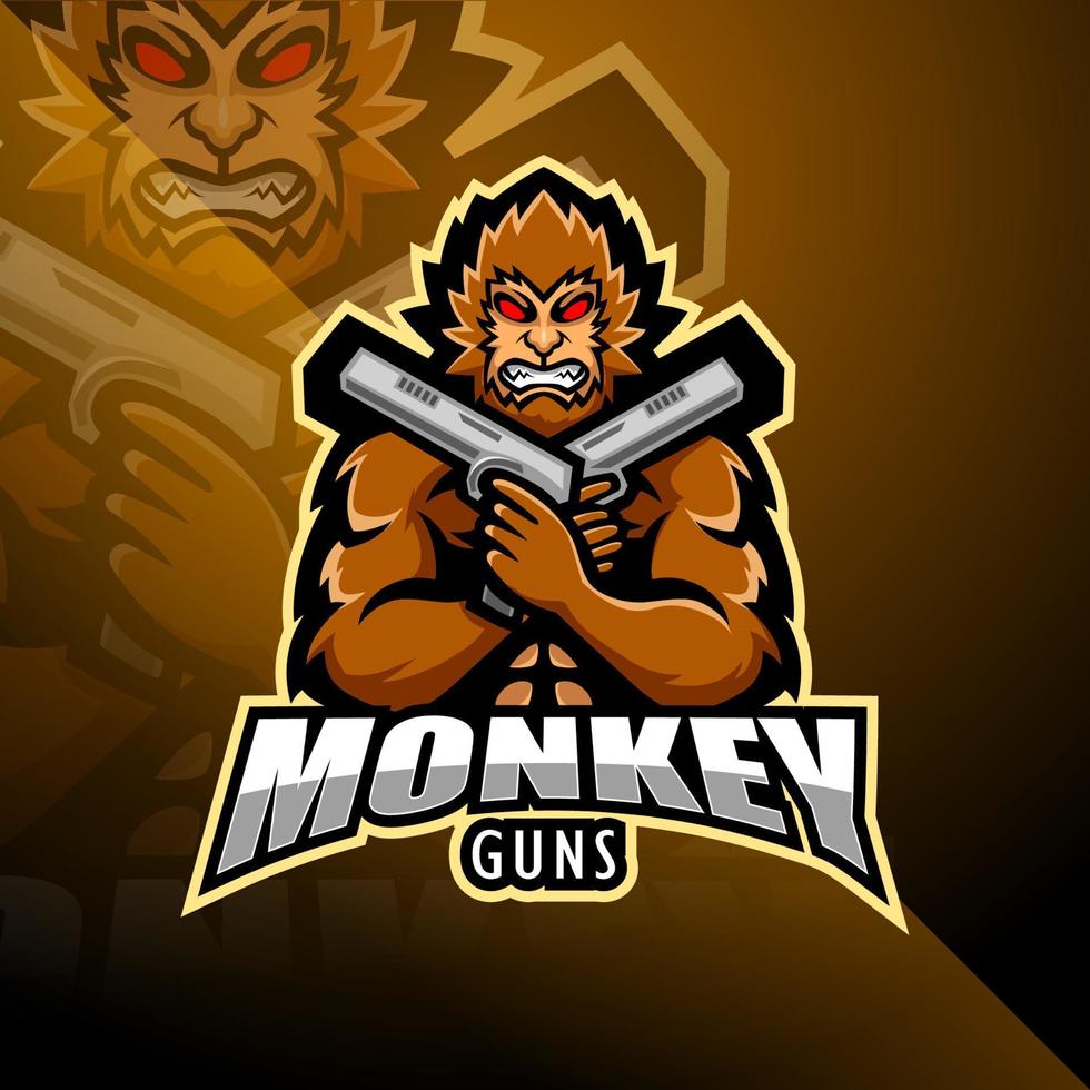 diseño de logotipo de mascota de esport de artillero de mono vector