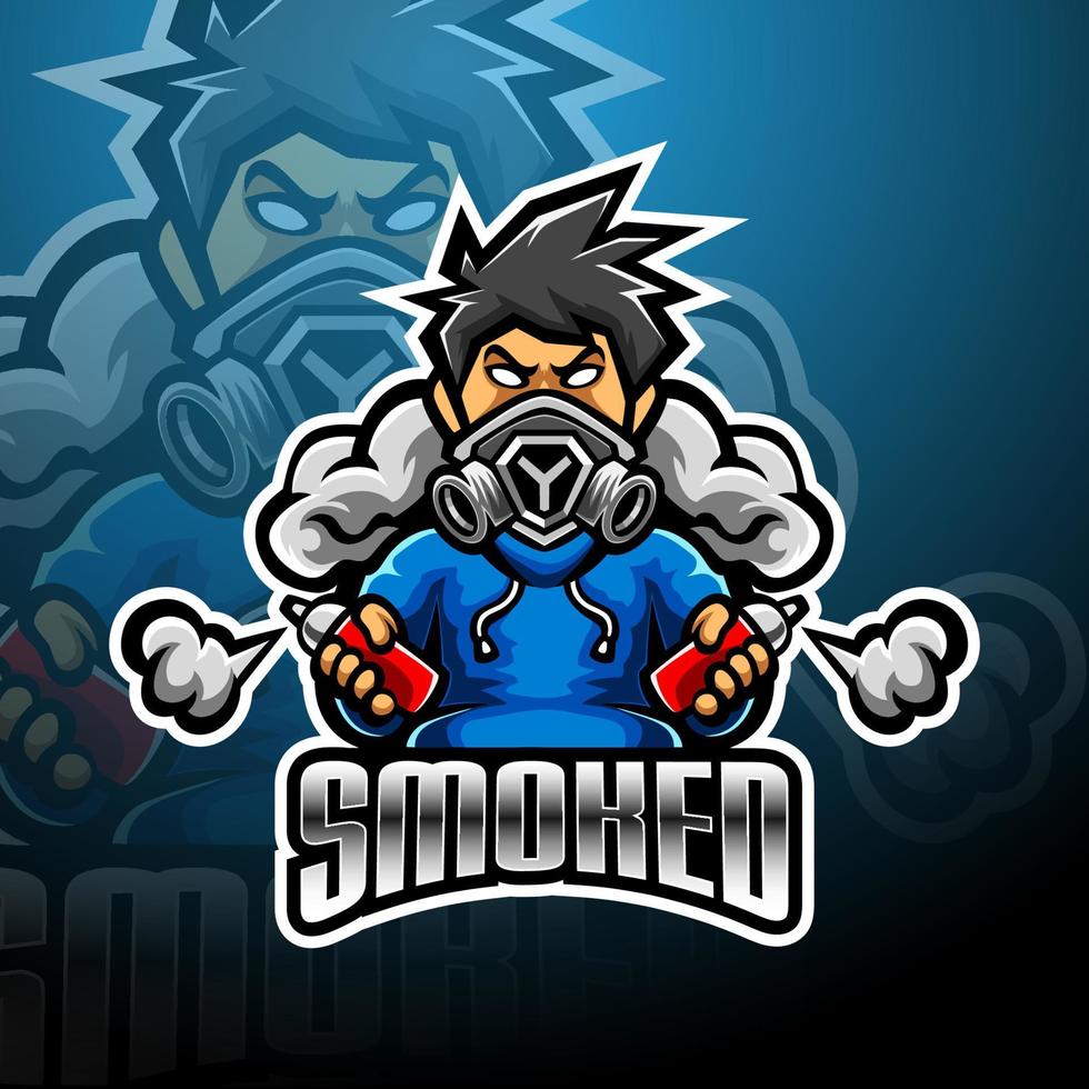 Smoked esport mascot logo design vector